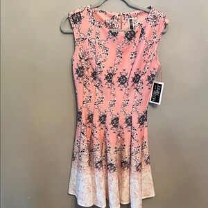 Julian Taylor Pink and Black Floral Mini Dress